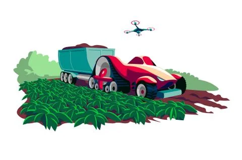Process of harvesting crops on modern machine Stock Illustration