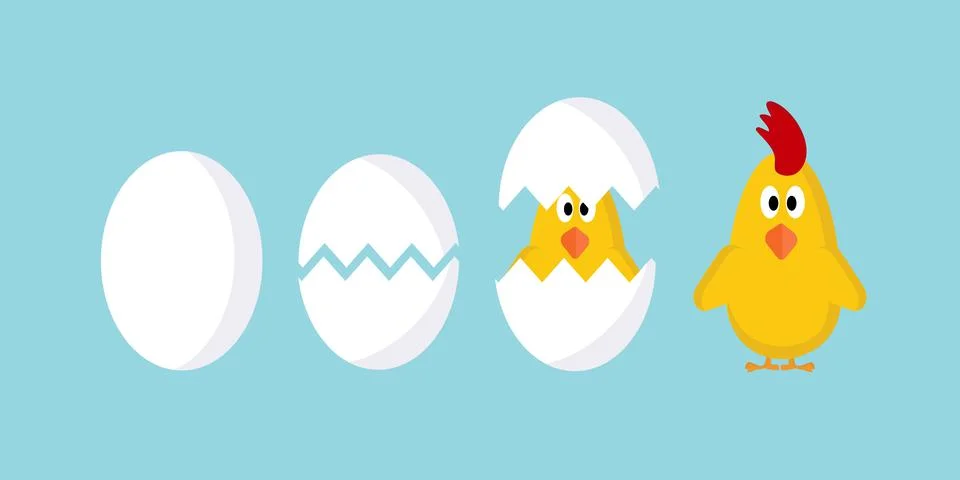 The process of hatching a chicken from an egg for the design of a website Stockillustratie