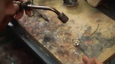 Process heat treatment for the solder a silver ring Stock-Footage 73462076