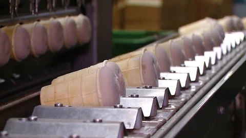 The Process Of Ice-Cream Production Line On A Factory Stock-Footage 89747505