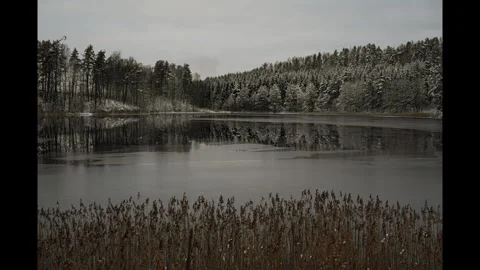 The process of ice formation in a lake Stock Footage 322526736