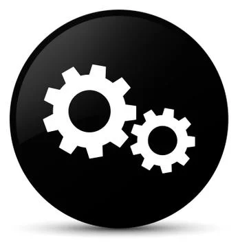 Process icon black round button Stock Illustration