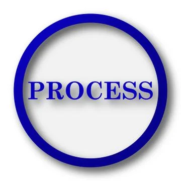 Process icon. Blue internet button on white background.. Stock Illustration
