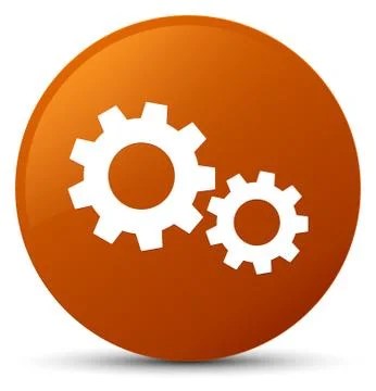 Process icon brown round button Stock Illustration
