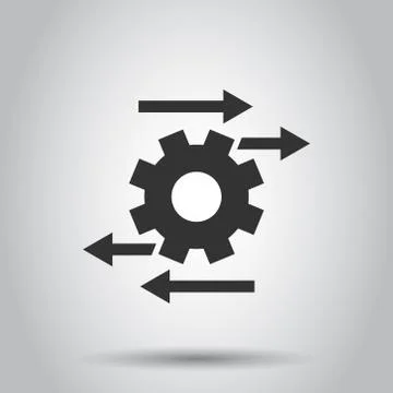 Process icon in flat style. Arrow and gear vector illustration on white isola イラスト素材