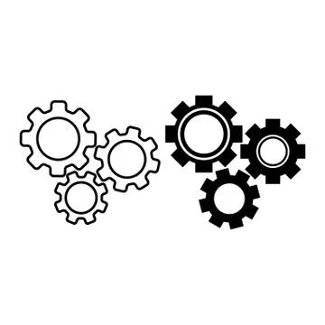 Process icon in a flat style in black color isolated on white background. Sim Stock Illustration