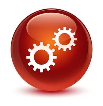 Process icon glassy brown round button Stock Illustration