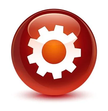 Process icon glassy brown round button Stock Illustration
