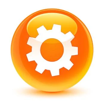 Process icon glassy orange round button Stock Illustration
