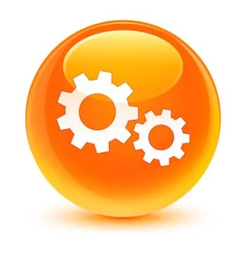 Process icon glassy orange round button Stock Illustration
