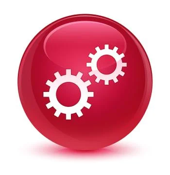 Process icon glassy pink round button Stock Illustration