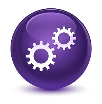 Process icon glassy purple round button Stock Illustration