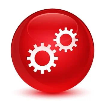 Process icon glassy red round button Stock Illustration