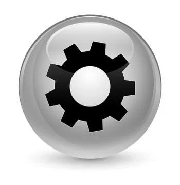 Process icon glassy white round button Stock Illustration