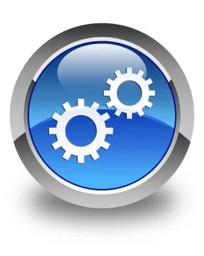 Process icon glossy blue round button Stock Illustration