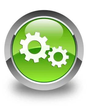 Process icon glossy green round button Stock Illustration