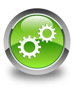 Process icon glossy green round button Illustrazione stock