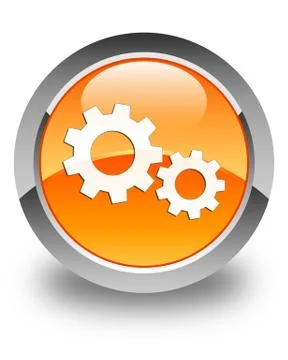 Process icon glossy orange round button Stock Illustration