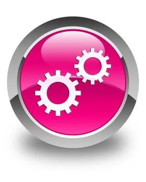 Process icon glossy pink round button Stock Illustration