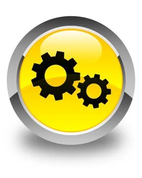Process icon glossy yellow round button Stock Illustration