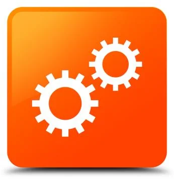 Process icon orange square button Stock Illustration