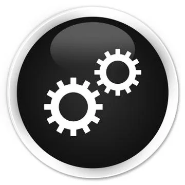 Process icon premium black round button Stock Illustration