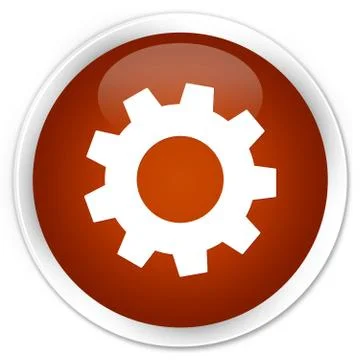Process icon premium brown round button Stock Illustration