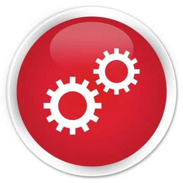 Process icon premium red round button Stock Illustration