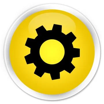 Process icon premium yellow round button Stock Illustration