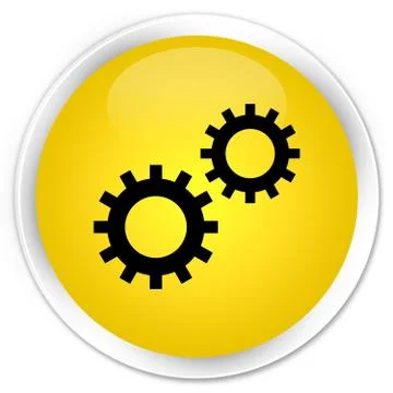 Process icon premium yellow round button Stock Illustration