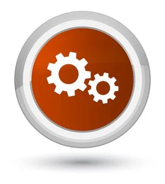 Process icon prime brown round button Stock Illustration