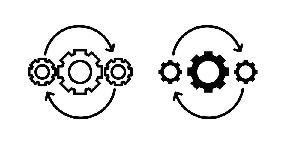 Process icon set modern line and solid style collection. Illustrazione stock