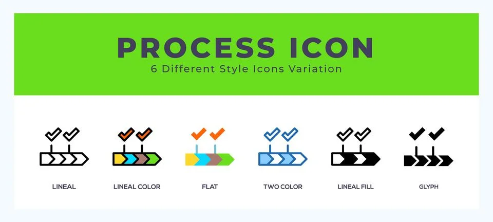 Process icon set pack vector illustration. Illustrazione stock