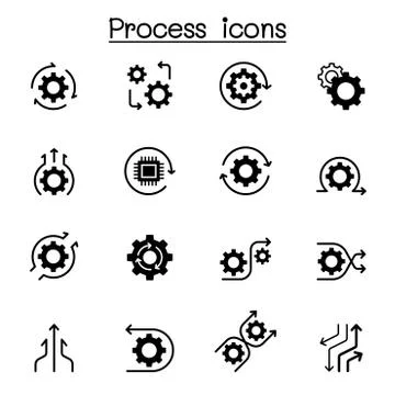 Process icon set vector illustration graphic design Illustrazione stock