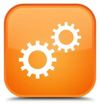 Process icon special orange square button Stock Illustration