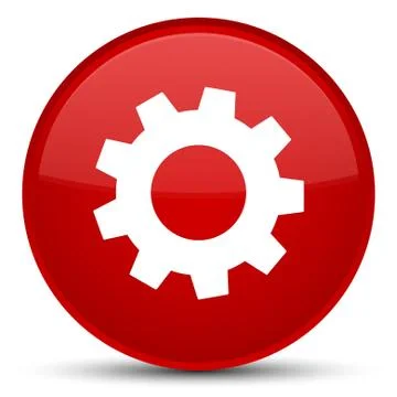 Process icon special red round button Stock Illustration