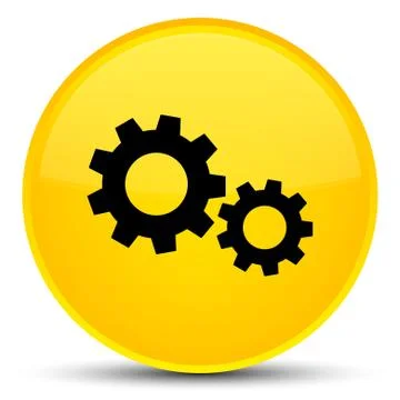 Process icon special yellow round button Stock Illustration