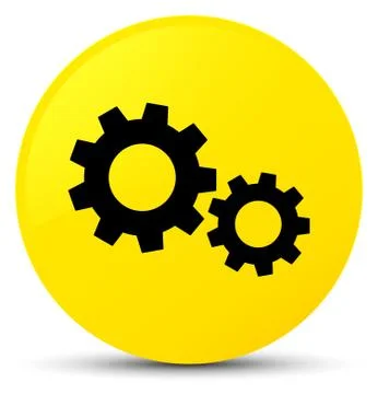 Process icon yellow round button Stock Illustration