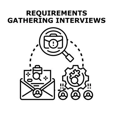 Process illustrating requirements gathering. Problem detection Stock Illustration