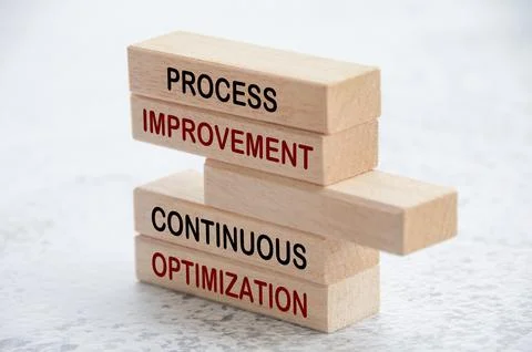 Process improvement and continuous optimization text on wooden blocks. Oper.. Stock Photos