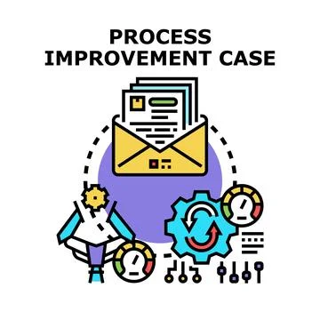 Process improvement case developing business workflow strategy Stock-Illustration