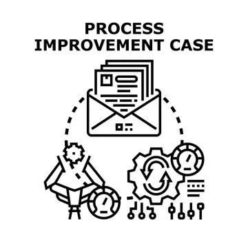 Process improvement case developing business workflow strategy Stock-Illustration