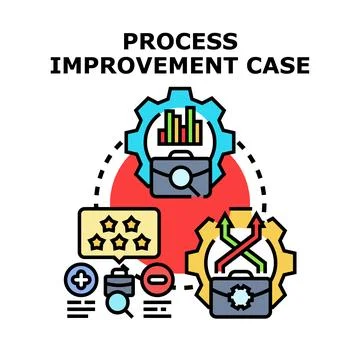 Process improvement case studying business optimization strategy Stock Illustration