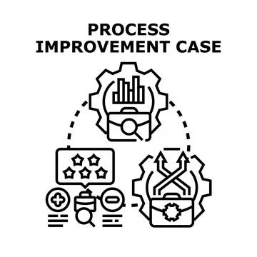 Process improvement case studying business optimization strategy Stock Illustration