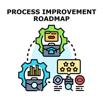 Process improvement roadmap for business management Stock Illustration