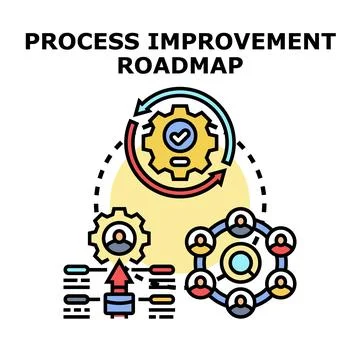 Process improvement roadmap developing business strategy success Stock Illustration