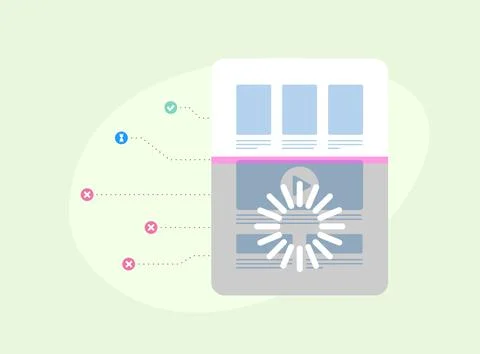 The process of indexing an online web page by a search engine crawler bot Stock Illustration