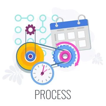 Process infographics flat vector pictogram. 7 PS marketing mix. Illustrazione stock