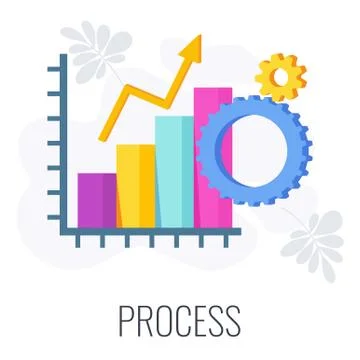 Process infographics flat vector pictogram. 7 PS marketing mix. Stock Illustration