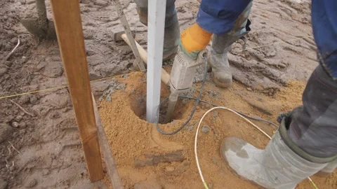 The process of installing groundwork for providing essential structural support Stock Footage 301516190